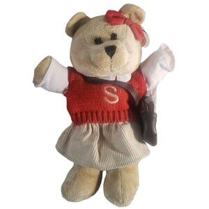 2004 Starbucks Bearista 34th Edition Fall School Bear Red Sweater and Skirt 11"